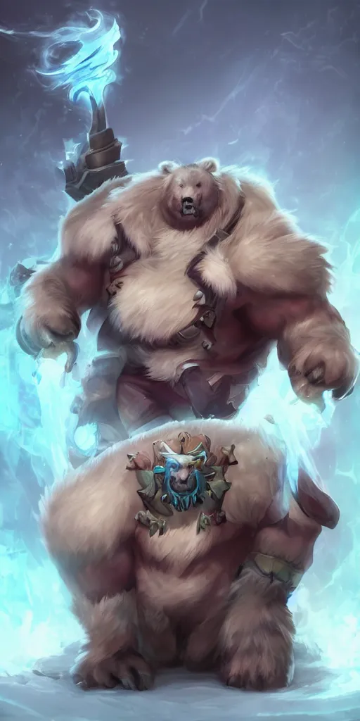 Prompt: volibear the white muscular wild bear with storm on frejlord from league of legends trending on artstation bloom