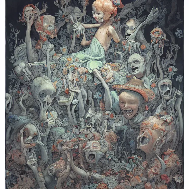 Prompt: a painting of the children of the grave by james jean, dark fantasy art, high detail, trending on artstation