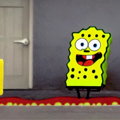 Image similar to real - life sponge bob in a hip - hop music video