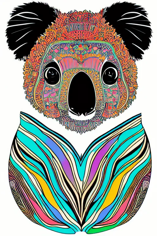 Image similar to minimalist boho style art of a colorful koala, illustration, vector art