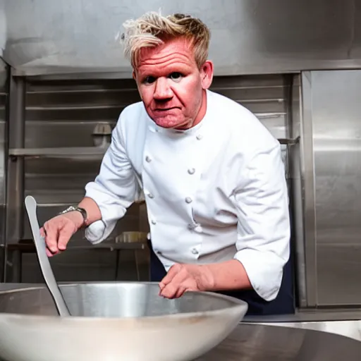 Image similar to gordon ramsay making food inside a toilet