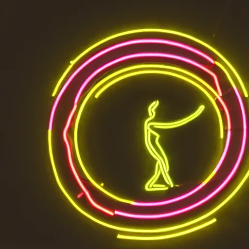 Image similar to a neon circle surrounding the head of a renaissance statue