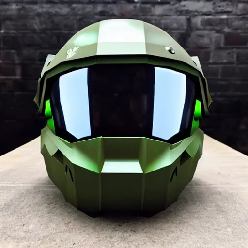 Image similar to razer rgb gaming master chief halo helmet