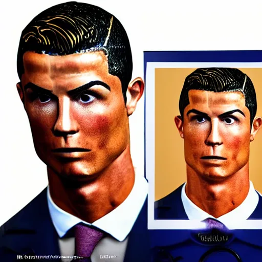 Image similar to cristiano ronaldo as doctor, accurate, 30mm, face, soft colours, dramatic lighting, nikon