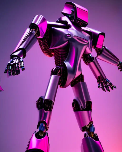 Image similar to hyperrealistic 3d render mecha iridescent pink concept art vray ute osterwald de chirico sharp cinematic very moody light 8k low angle shallow depth of field