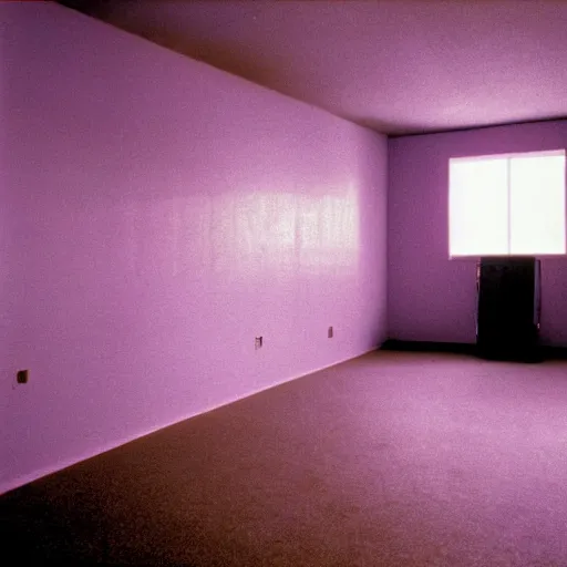 Prompt: photograph of a scifi ancient civilzation empty room, purple sun, william eggleston