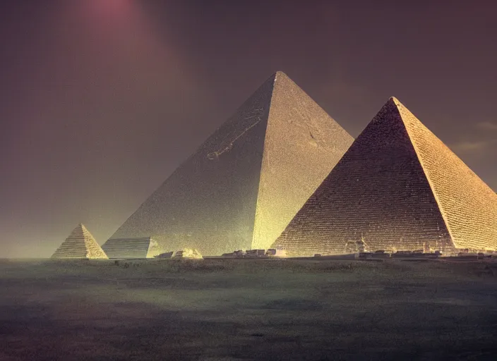 Image similar to the real pyramid architects, retrofuturistic, old, forgotten, technological, ancient, lost, volumetric lighting, 4 k, derek zabrocki