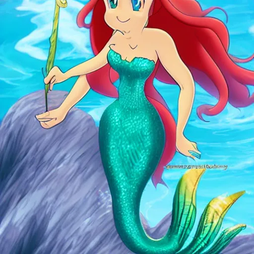 Image similar to mermaid [ disney's ariel ] in isekai style