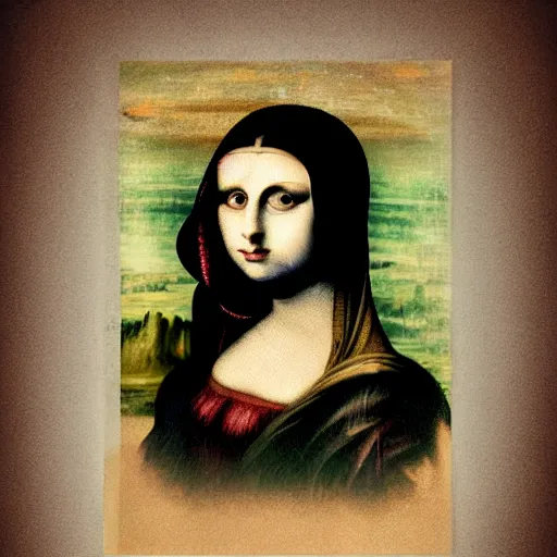 Image similar to the mona liza painted by psychopath