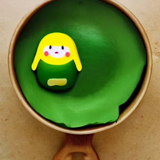 Image similar to avocado character in the style of gudetama