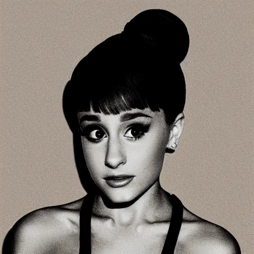 Prompt: Ariana Grande, in the style of a Midwest Emo album cover