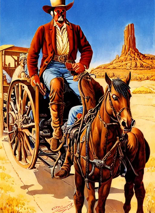 Image similar to old west stagecoach. portrait by jean giraud and anton otto fischer and john philip falter and will eisner and gil elvgren