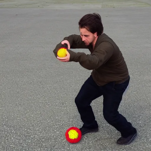 Image similar to radioactive demon core being used as a hacky sack