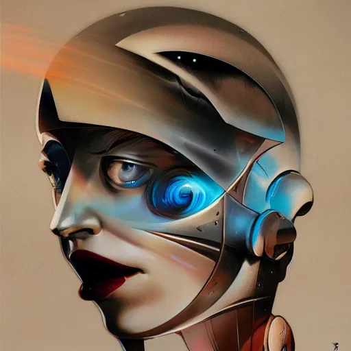 Image similar to scifi futurism automaton minimalism chrome by peter mohrbacher art Hajime Sorayama airbrush hyperrealism model abstract shatter fragments cubism futurism pastel blue soft flat minimal minimalism portrait face jackson pollock ukiyo-e lithograph mark ruthko swirl escape noise shimmer glow paint
