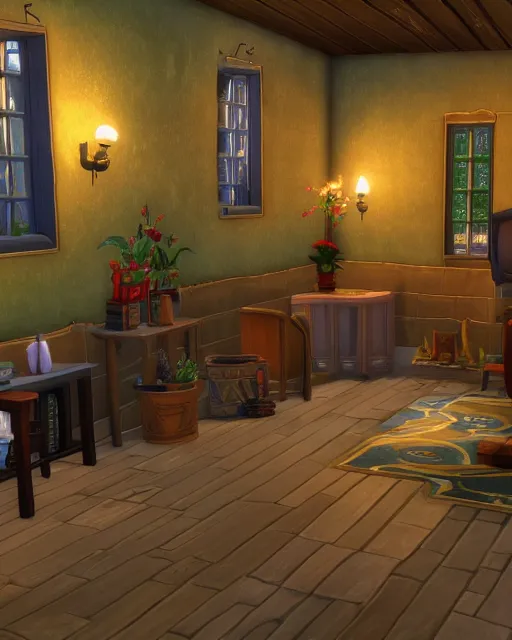 Prompt: sims 4 medieval home, lilsimsie, behance contest winner, 4 k, 8 k, lush lighting, beautiful volumetric atmosphere