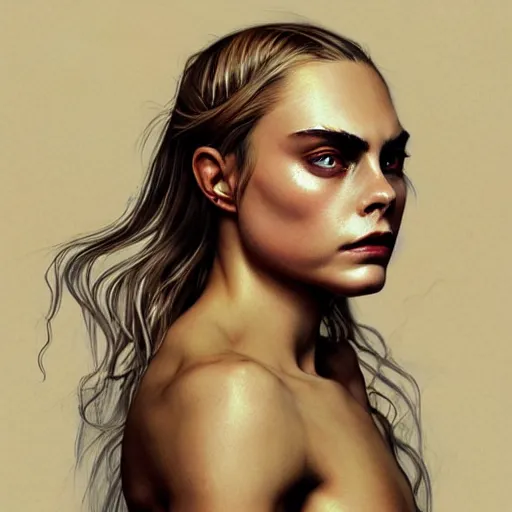 Prompt: Cara Delevigne, physically accurate, dynamic lighting, intricate, elegant, highly detailed, digital painting, artstation, HR GIGER, Hieronymus Bosch, Francis Bacon, concept art, smooth, sharp focus, illustration, art by artgerm and greg rutkowski and alphonse mucha