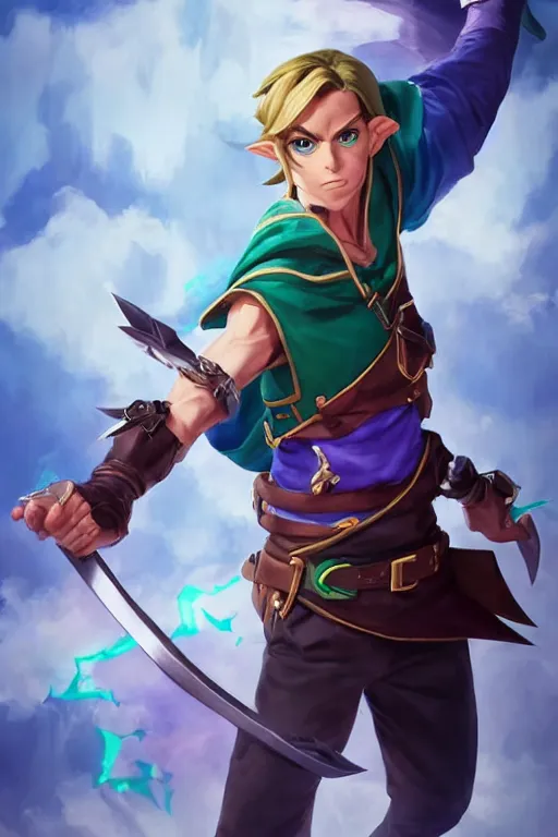 Link striking a menacing Jojo pose , made by Stanley, Stable Diffusion