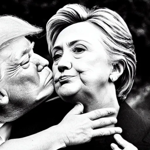 Image similar to donald trump kissing hillary clinton