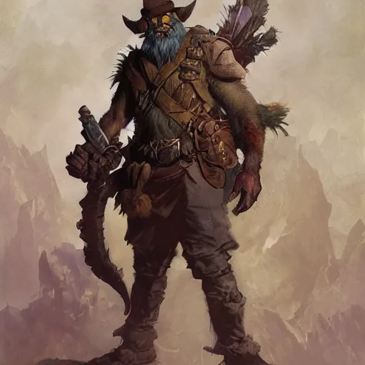 Prompt: The DnD Bugbear ranger, full body artwork by Craig Mullins, Simon Bisley, Gregory Manchess, Fernanda Suarez, Artem Demura, Alphonse Mucha, Donato Giancola, Jason Felix, Steve Argyle, Tyler Jacobson, Peter Mohrbacher, digital art, trending on artstation