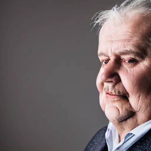 Prompt: photograph of old man wearing suit, sinister, dark circles under eyes, overweight, sagging skin, caucasian, hair becoming gray, sigma 85mm f/1.4, 4k, depth of field, high resolution, 4k, 8k, hd, full color