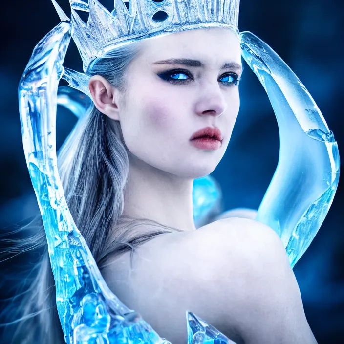 Image similar to photo of a very beautiful!! ice queen warrior with ice powers highly detailed 8 k hdr smooth sharp focus high resolution award - winning photo