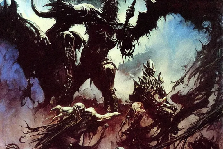 Image similar to death dealer, a painting by Frank Frazetta