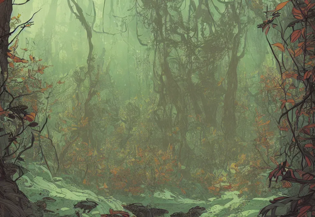 Image similar to handmade illustration of a beautful forest, line art, ink, watercolor by Kilian Eng and by Jake Parker, winning-award masterpiece, fantastic, octane render, 8K HD Resolution, High quality image