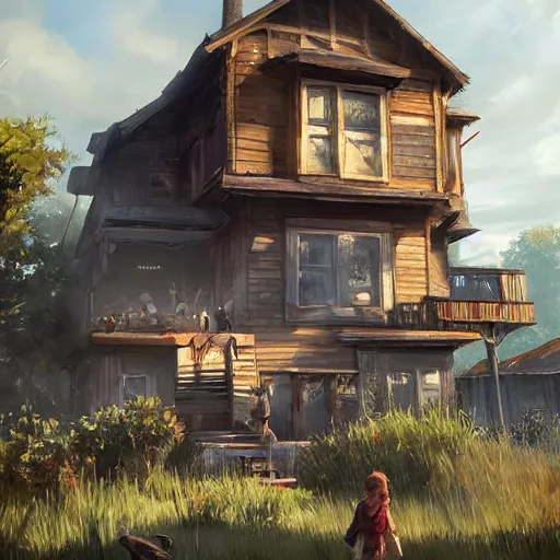 Image similar to homes, style game square enix, trending on artstation, painted by greg rutkowski, render with game the last of us parte ii details