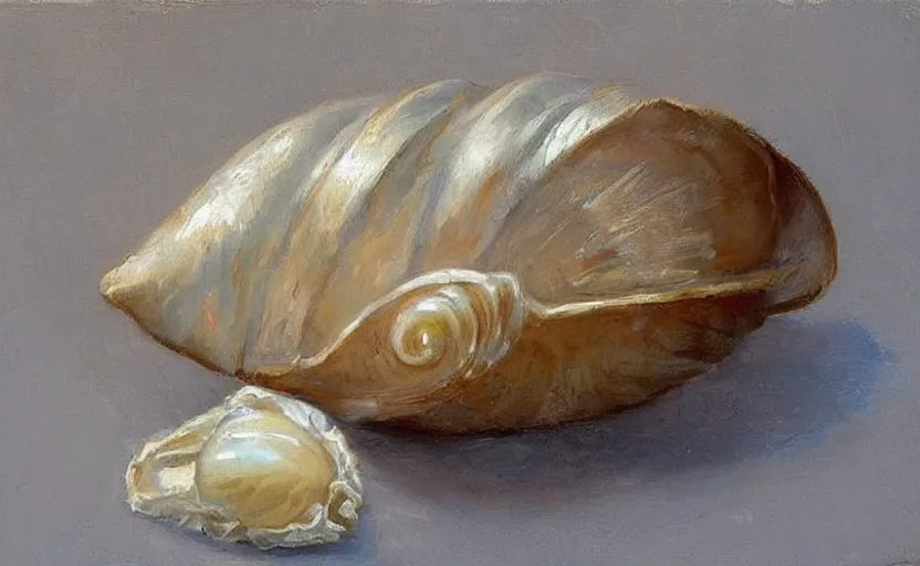 Prompt: Beautiful alchemy seashell. By Konstantin Razumov, highly detailded