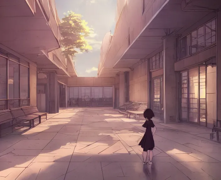 school building background anime