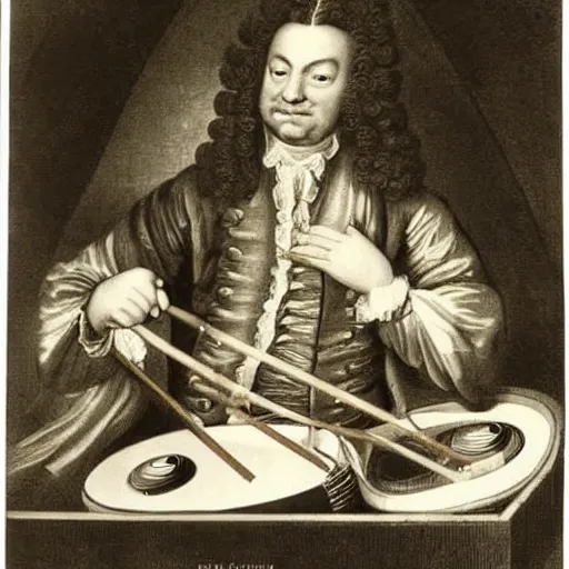 Image similar to bach playing a drum kit