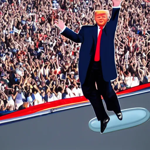 Image similar to donald trump flying in the air