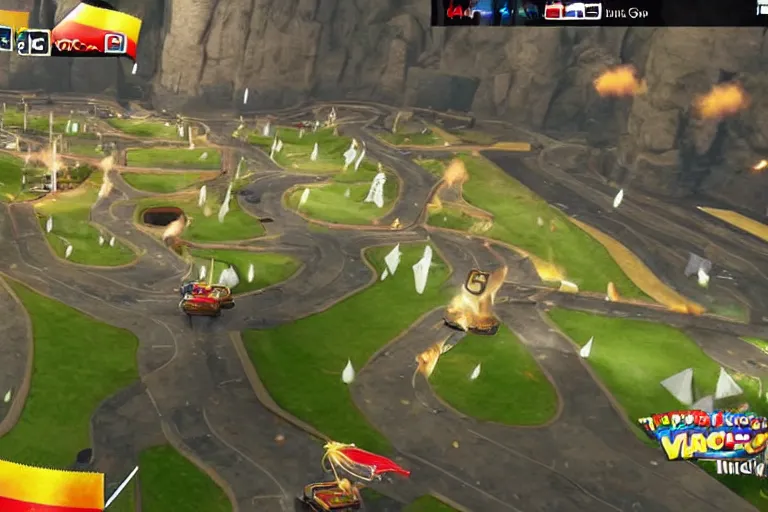 Image similar to mario kart in ww 2 trenches, ingame screenshot, highly detailed