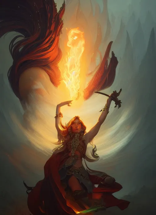 Image similar to fire wizard, deep focus, d & d, fantasy, intricate, elegant, highly detailed, digital painting, artstation, concept art, matte, sharp focus, illustration, hearthstone, art by artgerm and greg rutkowski and alphonse mucha