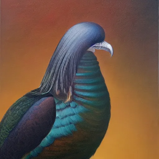 Image similar to a nicobar pigeon, timeless masterpiece, award - winning painting, intricate oil details, spectacular quality, trending on artstation, golden ratio, 8 k