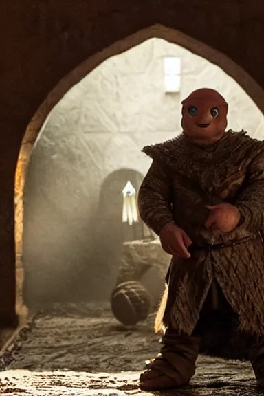 Image similar to very very intricate photorealistic photo of a goomba in an episode of game of thrones, photo is in focus with detailed atmospheric lighting, award - winning details