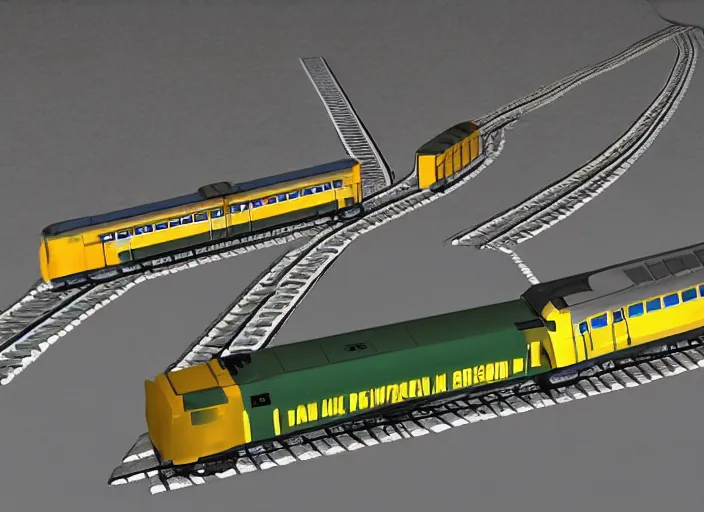 Prompt: physics simulation of 2 trains colliding.