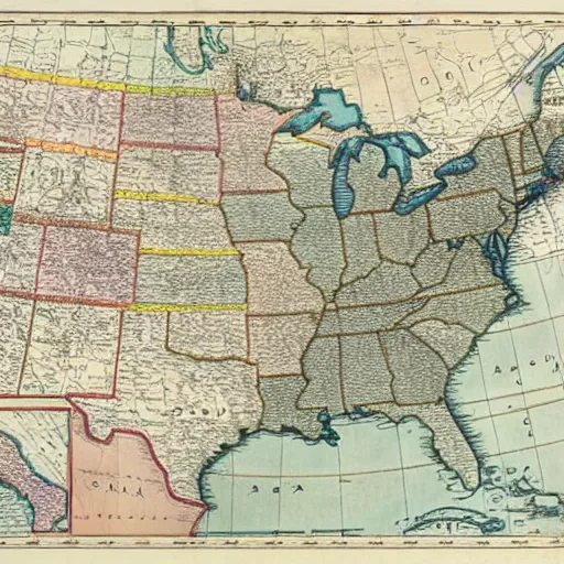 Prompt: the map of america in 1 8 3 6 make the lines right