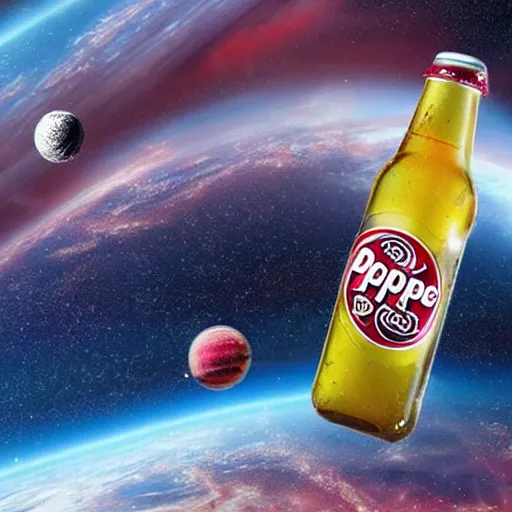 Image similar to Dr. Pepper bottle floating in space