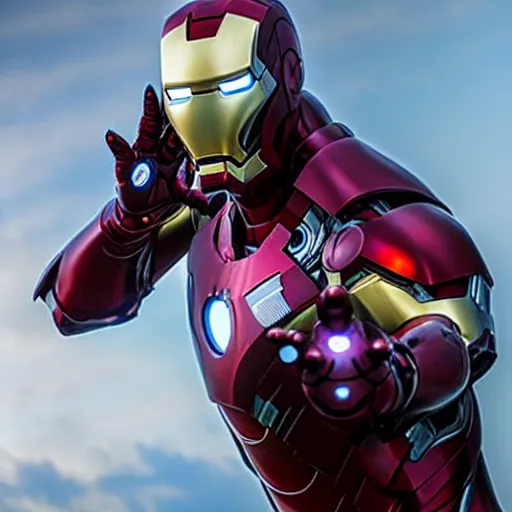 Prompt: iron man wearing a spider - man mask, 4 k realistic photo