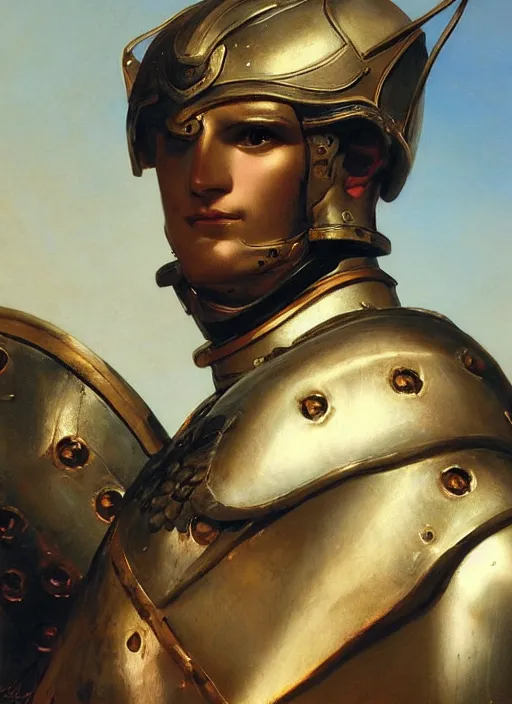 Image similar to close - up of an ancient greek character in armor, by ilya kuvshinov, by thomas lawrence, by bayard wu