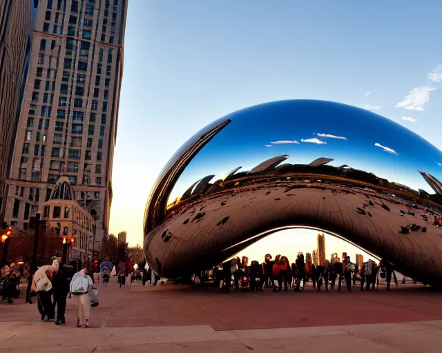 Prompt: the bean in chicago but it's made of italian beef