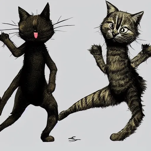 Prompt: cats dancing in style of dark souls