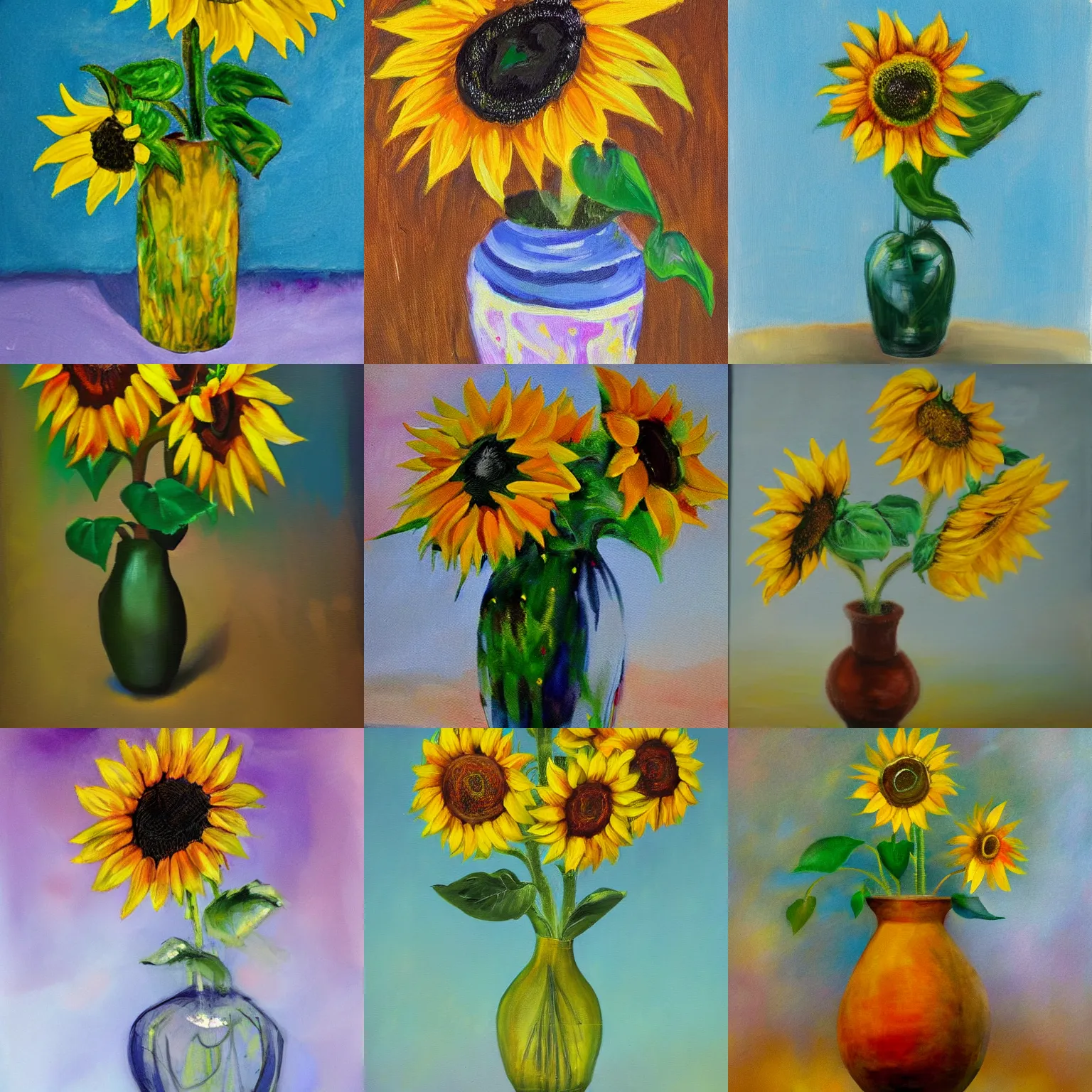 Prompt: finger painting of a sunflower in a vase
