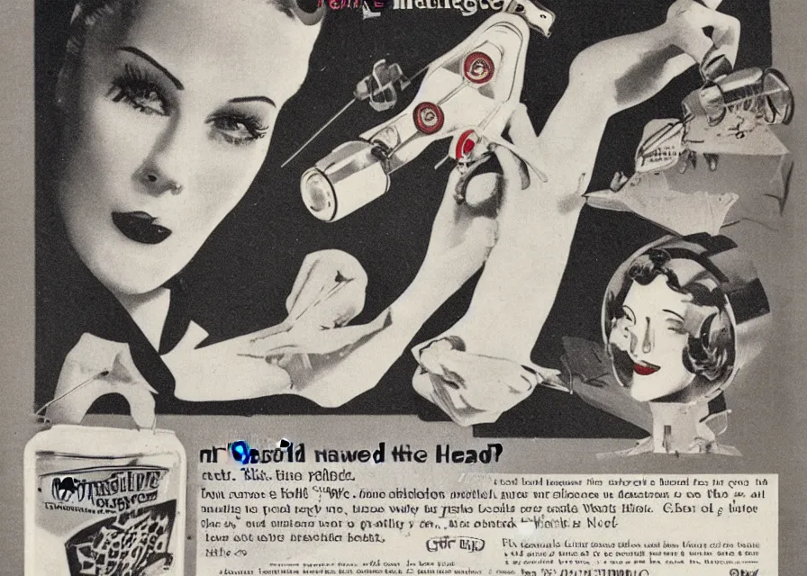 Prompt: needle-head, vintage product advertisement