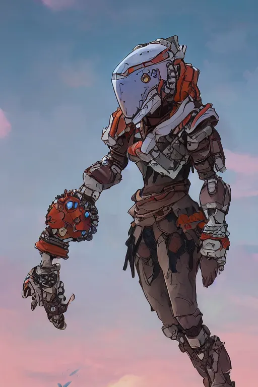 Image similar to combination suit armor aloy horizon forbidden west horizon zero dawn robot ninja mask helmet backpack tribal, art gta 5 comics, official fanart behance hd artstation by jesper ejsing, by rhads, makoto shinkai and lois van baarle, ilya kuvshinov, ossdraws radiating a glowing aura cgi rtx 2 0 2 2