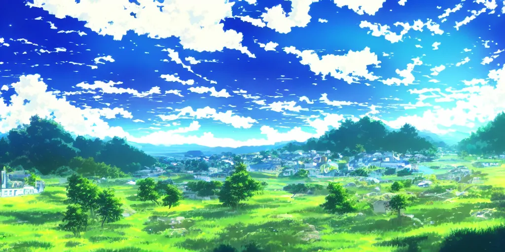 Image similar to beautiful hd anime landscape, nigth, wallpaper, blue sky