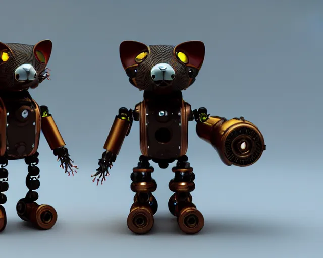 Image similar to futuristic steampunk ferret - shaped robot, 3 d octane render, cyberpunk ferret - shaped mechanical robot