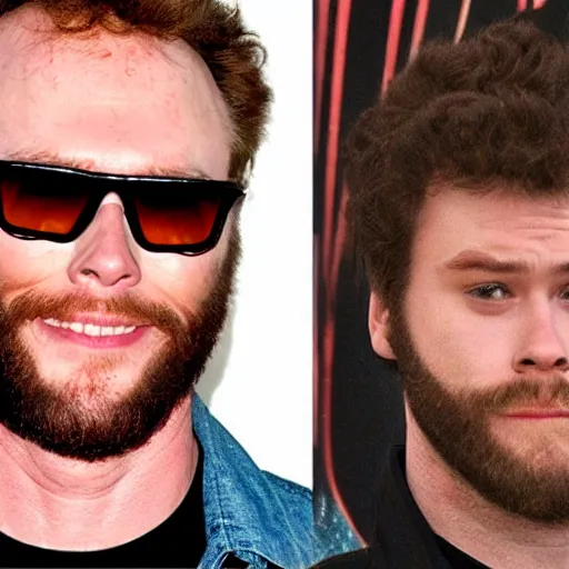 Prompt: child of clint eastwood and seth rogan