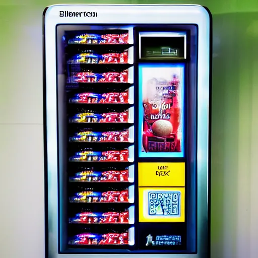 Prompt: photograph of a futuristic vending machine that only sells alien technology, aesthetic, shallow depth of field, award winning, artistic